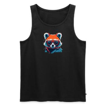 Fierce and Fiery: Retro Red Panda T-Shirt - Men's Premium Organic Tank Top - black - Front - Michal (187cm)