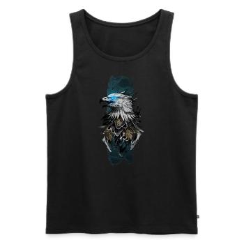 Majestic Eagle: Azure Gaze - Men's Premium Organic Tank Top - black - Front - AI Model Male 178 light (178cm)