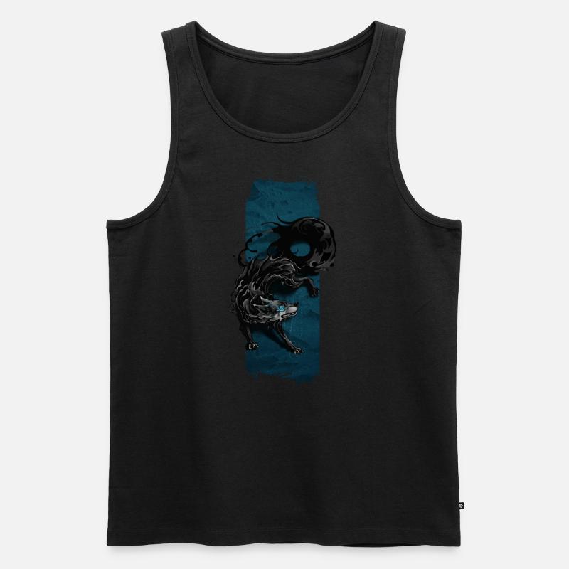 Schattenwächter: Mythischer Schattenwolf - Männer Premium Bio Tank Top - Schwarz