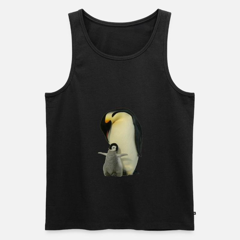 Pinguin mit Baby - Männer Premium Bio Tank Top - Schwarz