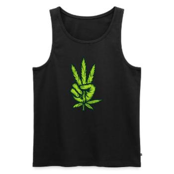 Hanf Legal Friedenszeichen Design - Männer Premium Bio Tank Top - Schwarz - Vorne - Michal (187cm)