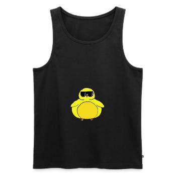 Poulet poussin mignon de Pâques gras avec des lunettes de soleil - Débardeur bio Premium Homme - noir - Devant - Michal (187cm)