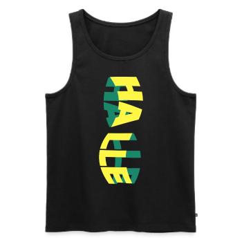 Halle Saale Allemagne Ville Skyline Police Colorée - Débardeur bio Premium Homme - noir - Devant - Michal (187cm)