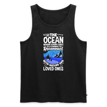 Fishing Dad Father and Son Ocean Father's Day - Männer Premium Bio Tank Top - Schwarz - Vorne - Michal (187cm)