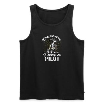 Trust me I am a Pilot - Vintage Gift Pilot - Men's Premium Organic Tank Top - black - Front - AI Model Male 178 light (178cm)