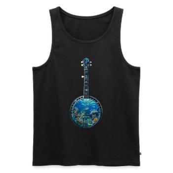 Fish Banjo - Men's Premium Organic Tank Top - black - Front - Michal (187cm)