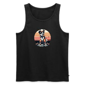 Design de golf Funny Border Collie pour les golfeurs - Débardeur bio Premium Homme - noir - Devant - Michal (187cm)