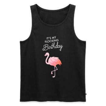 C’est mon troupeau d’anniversaire Bday Flamingo - Débardeur bio Premium Homme - noir - Devant - Michal (187cm)