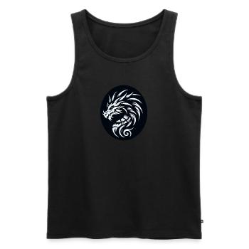 Tribal Dragon Black and White - Men's Premium Organic Tank Top - black - Front - Michal (187cm)