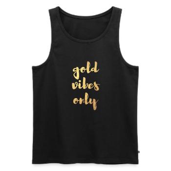 Gold Vibes Only Yoga Decoration cool Quotes - Men's Premium Organic Tank Top - black - Front - AI Model Male 178 light (178cm)