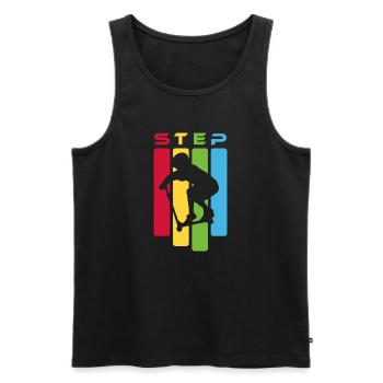 Climb Silhouette on Colorful Stripes - Men's Premium Organic Tank Top - black - Front - AI Model Male 178 light (178cm)