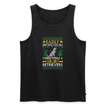 Easily Distracted Golden By Retriever Ugly Sweater - Männer Premium Bio Tank Top - Schwarz - Vorne - Michal (187cm)