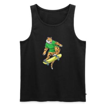 Tiger Skater Skateboard - Men's Premium Organic Tank Top - black - Front - Michal (187cm)
