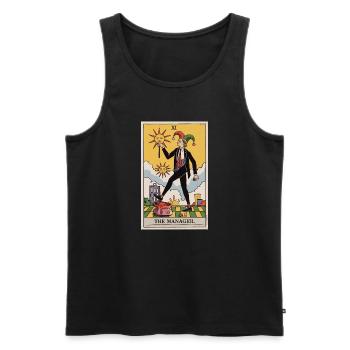 Le Manager Conception de cartes de tarot drôle - Débardeur bio Premium Homme - noir - Devant - AI Model Male 178 light (178cm)