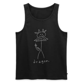 Dragon. (lignes blanches) (par Leni Riosa) - Débardeur bio Premium Homme - noir - Devant - AI Model Male 178 light (178cm)