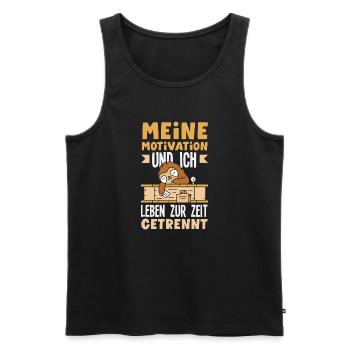 Meine Motivation und Ich - getrennt Faultier - Männer Premium Bio Tank Top - Schwarz - Vorne - AI Model Male 178 light (178cm)