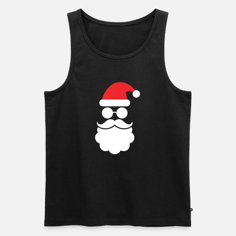 Weihnachtsmann mit Bart Minimal Kopf Design - Männer Premium Bio Tank Top - Schwarz