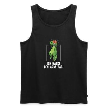Humour de fitness des dinosaures T-Rex - Journée des biceps - Débardeur bio Premium Homme - noir - Devant - Michal (187cm)