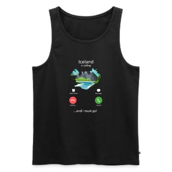 Island ruft und ich muss Kunst bereisen - Männer Premium Bio Tank Top - Schwarz - Vorne - AI Model Male 178 light (178cm)