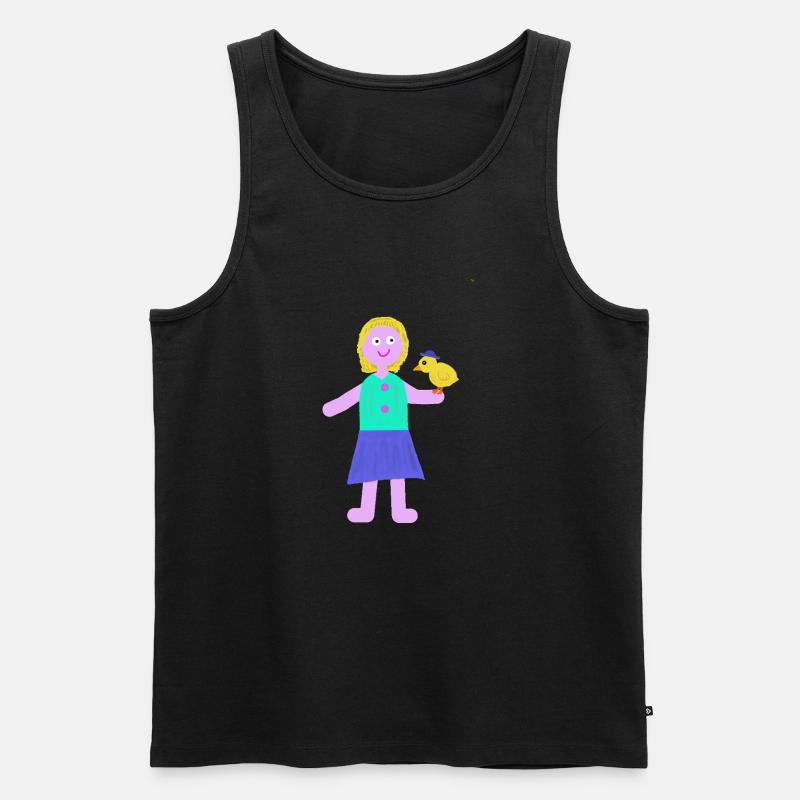 Lächelndes Mädchen Küken Huhn - Männer Premium Bio Tank Top - Schwarz