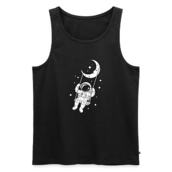 Astronaut Moon Swing Space Cosmos Dreamer - Men's Premium Organic Tank Top - black - Front - Michal (187cm)