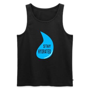 Conception de gouttes d’eau Stay Hydrate – Devis de fitness - Débardeur bio Premium Homme - noir - Devant - Michal (187cm)