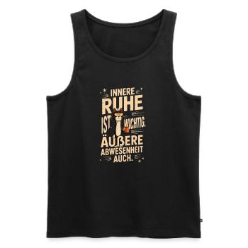 Cat with Coffee Inner Peace - Men's Premium Organic Tank Top - black - Front - Michal (187cm)