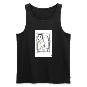 chat - Débardeur bio Premium Homme - noir - Devant - Michal (187cm)