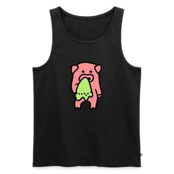 Pig sad / sick 3 - Men's Premium Organic Tank Top - black - Front - AI Model Male 178 light (178cm)