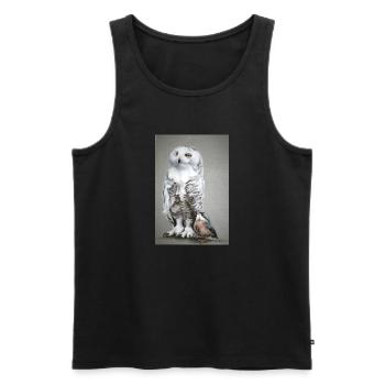 Eule - Männer Premium Bio Tank Top - Schwarz - Vorne - Michal (187cm)