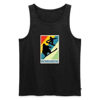 Vintage Retro Style Snowboarding Snowboarder Sport - Men's Premium Organic Tank Top - black - Front - AI Model Male 178 light (178cm)