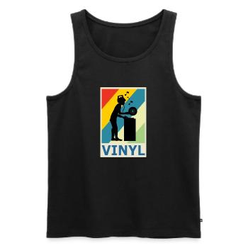 Retro Vintage Style DJ Deejee Vinyl Schallplatte - Männer Premium Bio Tank Top - Schwarz - Vorne - AI Model Male 178 light (178cm)