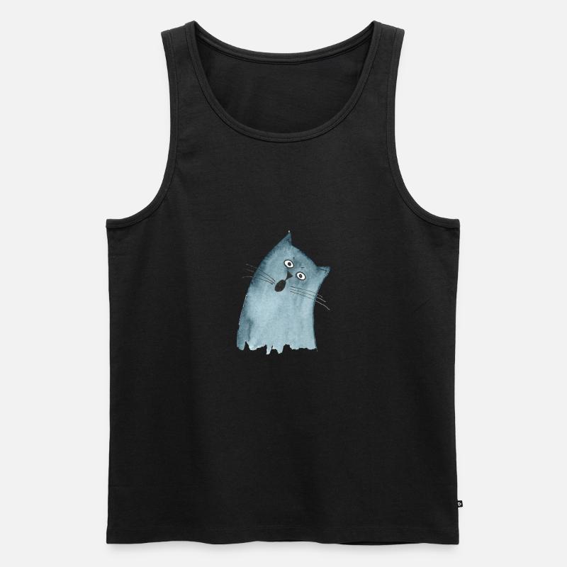 Katze grau - Männer Premium Bio Tank Top - Schwarz