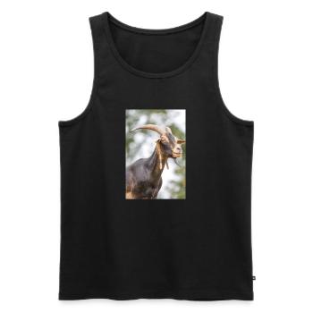 Goat (Ziege, Capra) brown and black - Männer Premium Bio Tank Top - Schwarz - Vorne - AI Model Male 178 light (178cm)