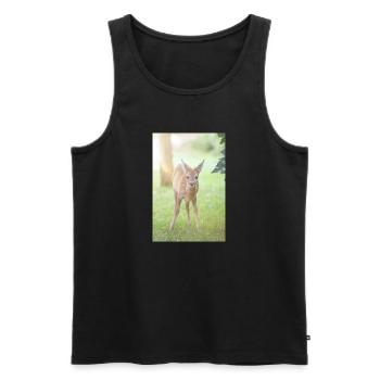 Fauve de cerf (Capreolus capreolus, cerf, faon, fauve) - Débardeur bio Premium Homme - noir - Devant - AI Model Male 178 light (178cm)
