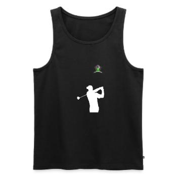 Golf Golfer - Men's Premium Organic Tank Top - black - Front - AI Model Male 178 light (178cm)