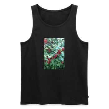 Groseiller rouge sur arbustes - Débardeur bio Premium Homme - noir - Devant - AI Model Male 178 light (178cm)