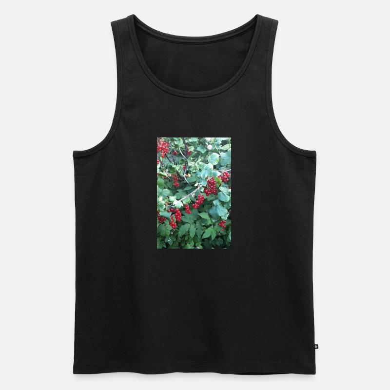 Rote Johannisbeeren an Strauch - Männer Premium Bio Tank Top - Schwarz