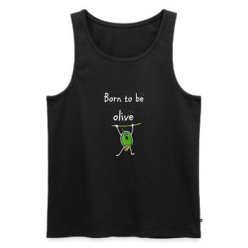 olive - Débardeur bio Premium Homme - noir - Devant - AI Model Male 178 light (178cm)
