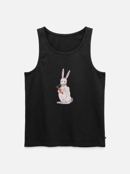 cute rabbit rabbit with carrot - Men's Premium Organic Tank Top - black