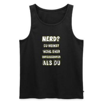 Nerd - Männer Premium Bio Tank Top - Schwarz - Vorne - AI Model Male 178 light (178cm)