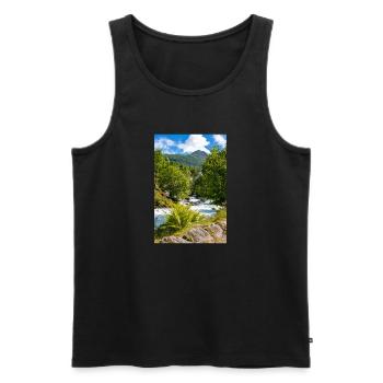 Geiranger panorama Storseterfossen Norwegen - Männer Premium Bio Tank Top - Schwarz - Vorne - AI Model Male 178 light (178cm)