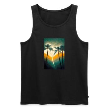 Palmiers au soleil - Débardeur bio Premium Homme - noir - Devant - AI Model Male 178 light (178cm)
