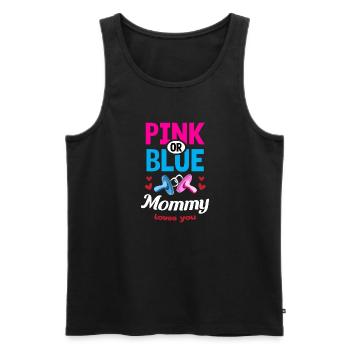 Maman rose ou bleue vous aime Gender Reveal Party - Débardeur bio Premium Homme - noir - Devant - Michal (187cm)