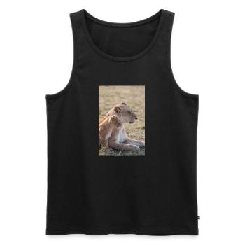 Löwin mit Baby - Männer Premium Bio Tank Top - Schwarz - Vorne - Michal (187cm)