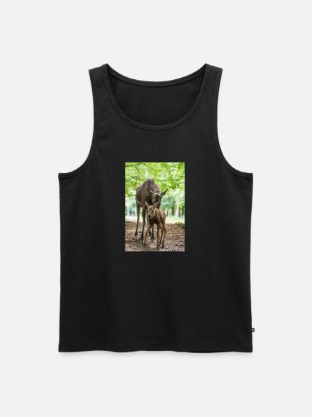 Mama Elch mit Kalb - Männer Premium Bio Tank Top - Schwarz