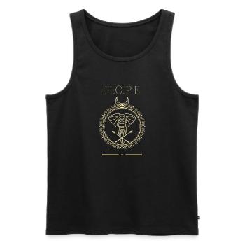 8B06BB74 E668 41EC B5F0 85053514DE95 - Men's Premium Organic Tank Top - black - Front - AI Model Male 178 light (178cm)