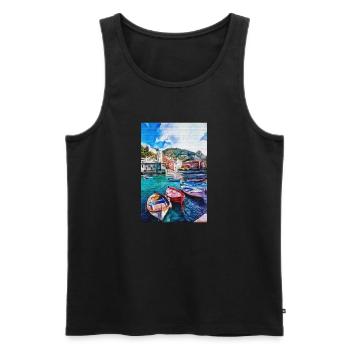 Vintage San Gimignano Siena Gemälde Cinque Terra - Männer Premium Bio Tank Top - Schwarz - Vorne - AI Model Male 178 light (178cm)