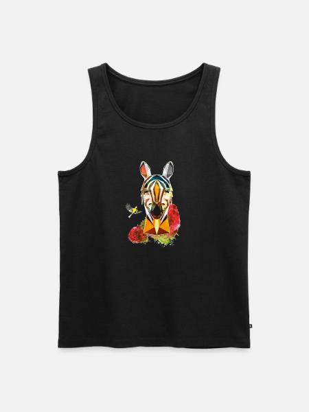 Zebra Bird Illustration - Männer Premium Bio Tank Top - Schwarz