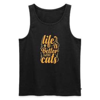 Das Leben ist besser mit Katze - Männer Premium Bio Tank Top - Schwarz - Vorne - AI Model Male 178 light (178cm)